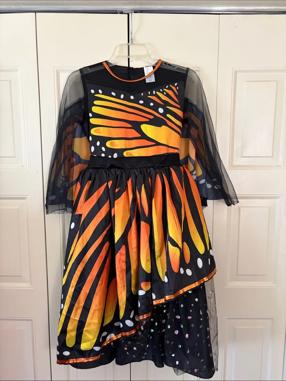 Costume Monarch Butterfly Halloween Vibrant Mesh Cosplay Ruffles Girls Size LG